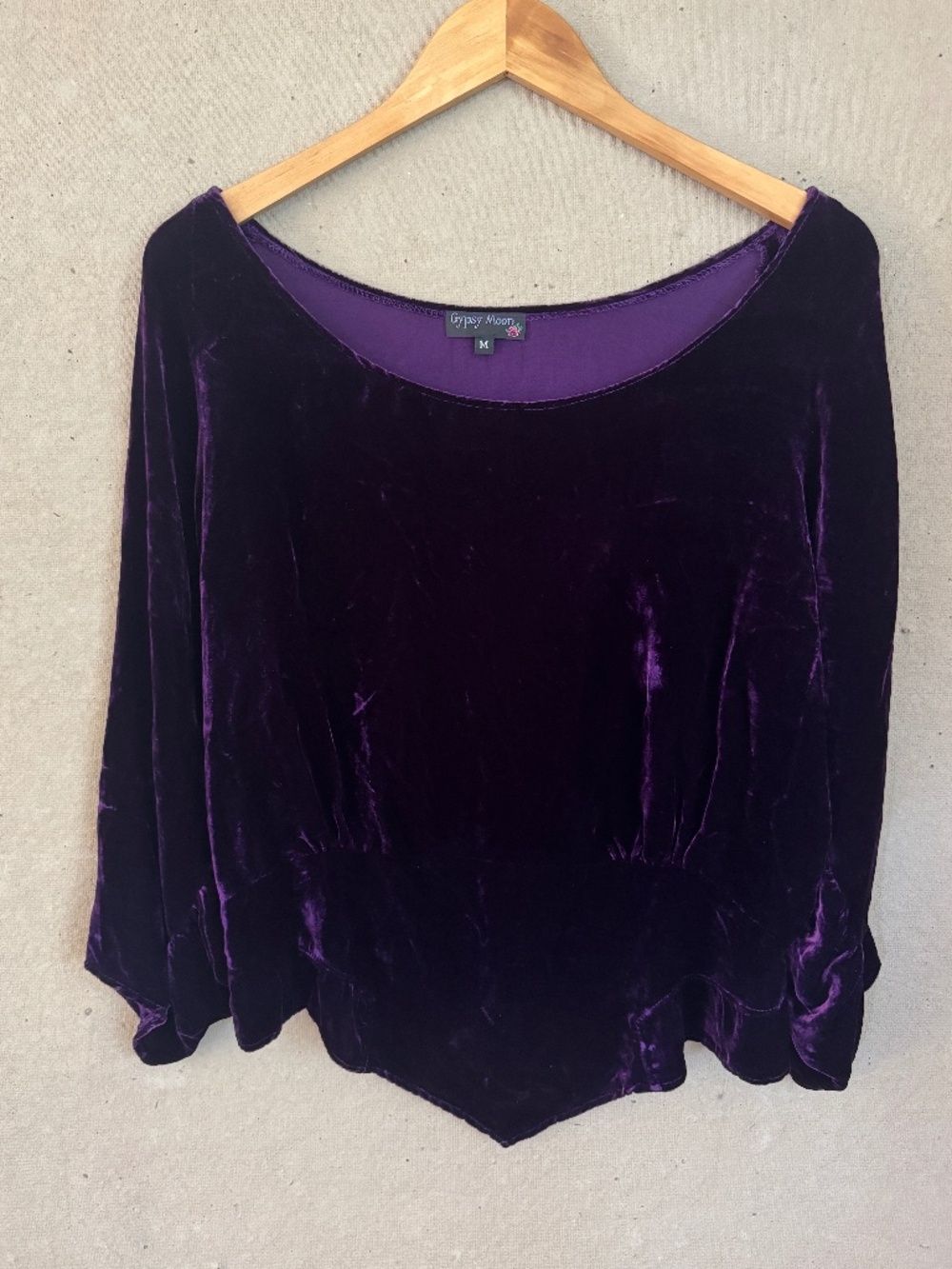 Gypsy Moon Rich Purple Velvet Pullover Top